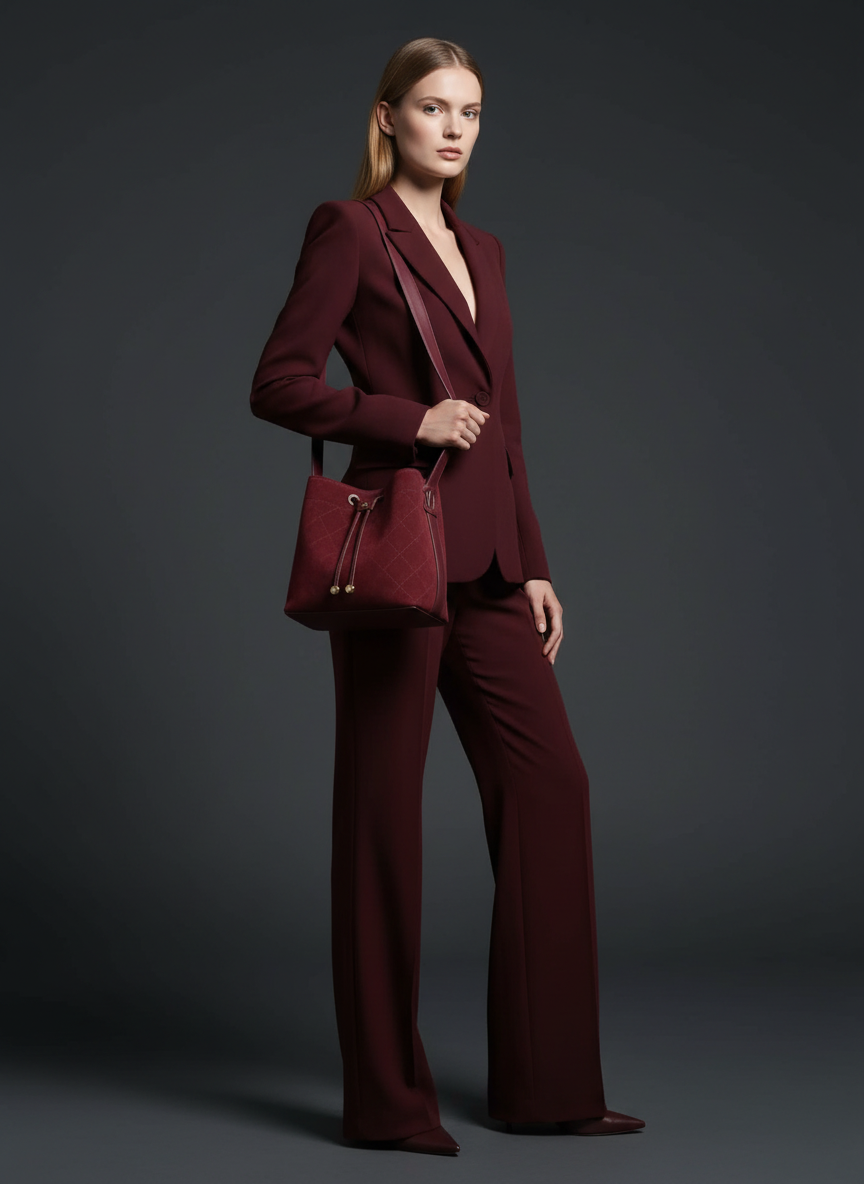 Chanel Burgundy Quilted Bucket Shoulder Bag — 2026 Collection
